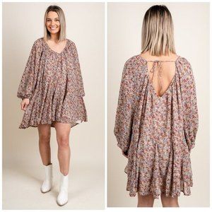 Storia Floral Flowy Boho Tunic Mini Dress